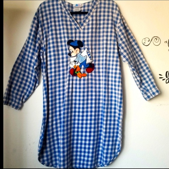 Disneyland Resort Mickey Mouse plaid flannel nightgown size S/M - Picture 8 of 8